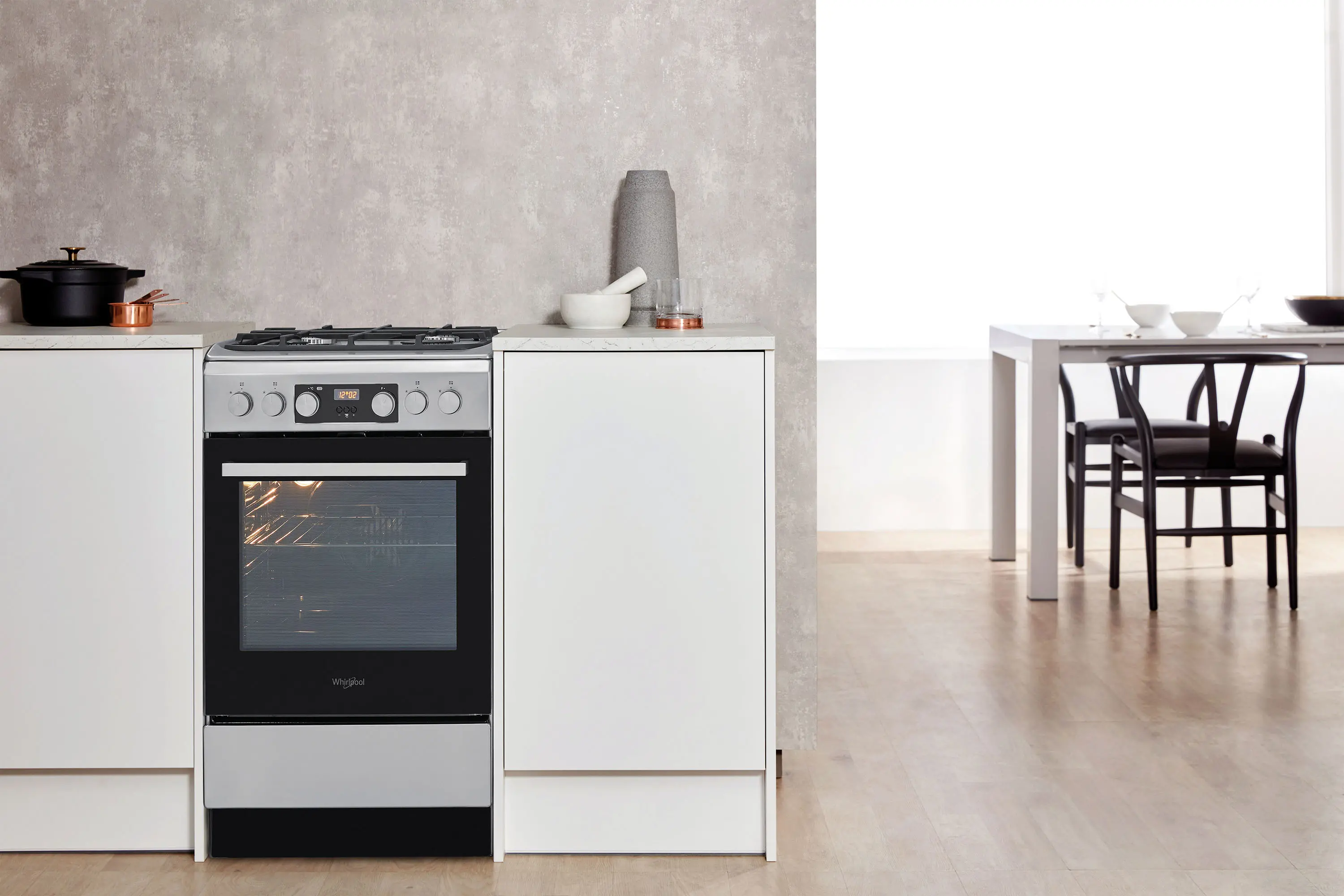 Kuchnia gazowo-elektryczna Whirlpool WS5G8CHX/E Termoobieg