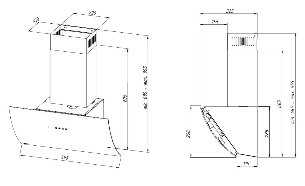 Okap Akpo WK-11 Clarus 60 Czarny lakierowany