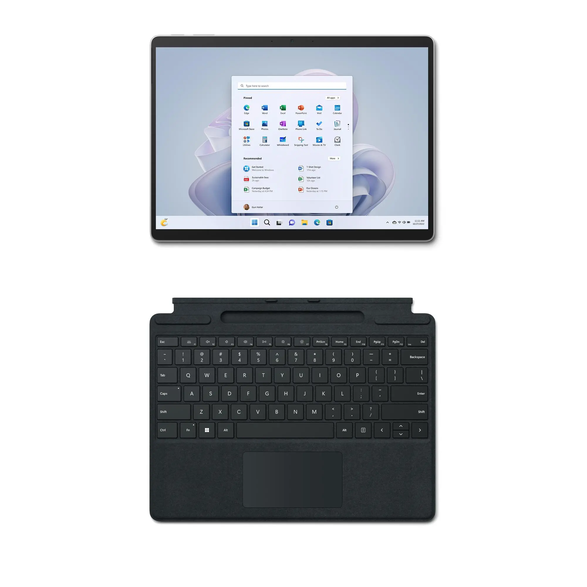 Laptop 2w1 Microsoft Surface Pro 9 13" i5-1235U 8GB RAM 256GB Dysk SSD Win11 Platynowy + klawiatura Czarny