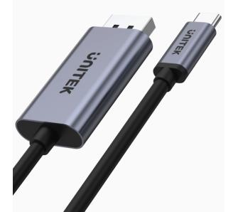 Adapter Unitek V1409A USB-C na DP 1.2 4K@60Hz 1,8 m Srebrno-szary