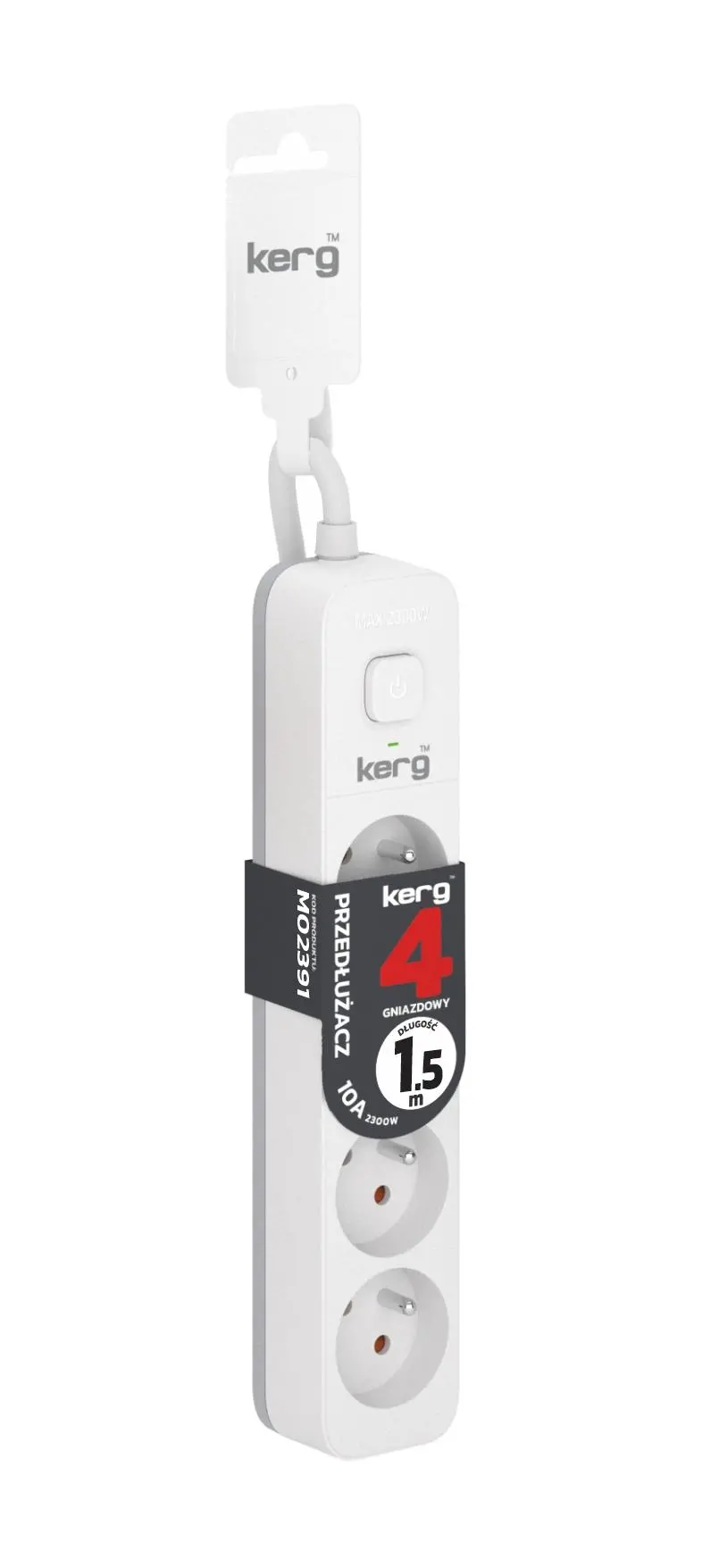Przedłużacz Kerg M02391 4 gniazda 1,5m Biały