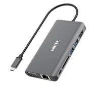 Unitek D1019B USB-C 3.1 8w1 z Power Delivery 100W Czarny