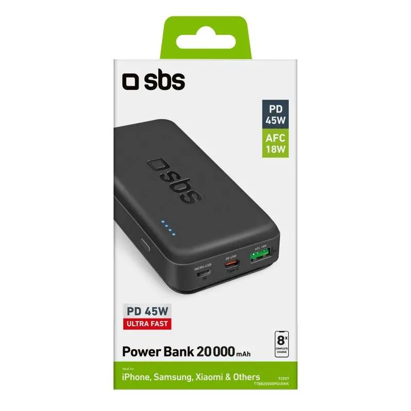 Powerbank SBS TTBB20000PD45WK 20000mAh PD 45W Czarny