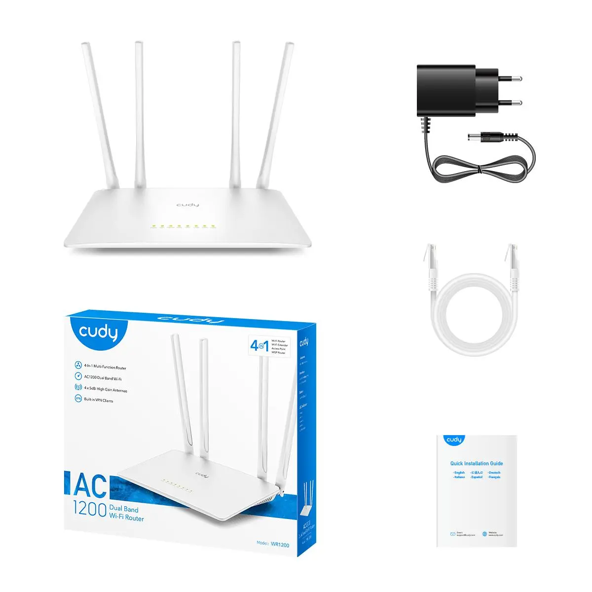 Router Cudy WR1200 AC1200 Biały