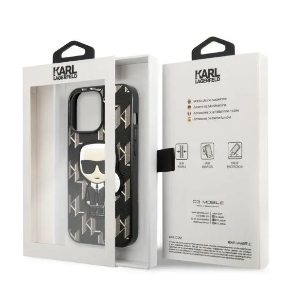 Etui Karl Lagerfeld Monogram Ikonik Patch KLHCP13LPMNIKBK do iPhone 13 Pro / 13