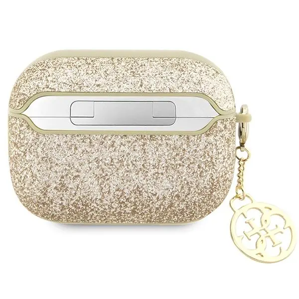 Etui na słuchawki Guess Glitter Flake 4G Charm GUAP2GLGSHD do AirPods Pro 2 Złoty