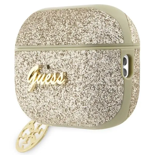 Etui na słuchawki Guess Glitter Flake 4G Charm GUAP2GLGSHD do AirPods Pro 2 Złoty