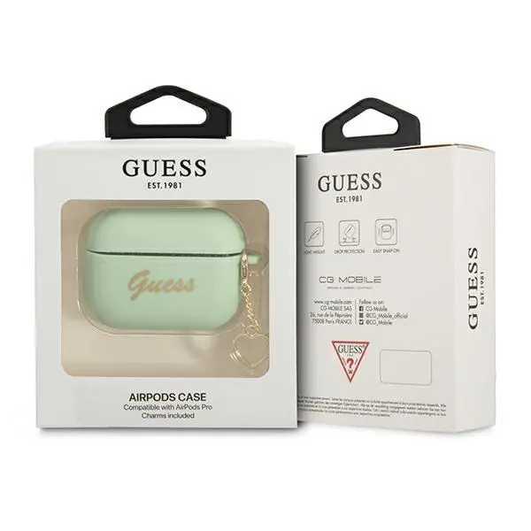 Etui na słuchawki Guess Silicone Charm Heart Collection do AirPods Pro Zielony