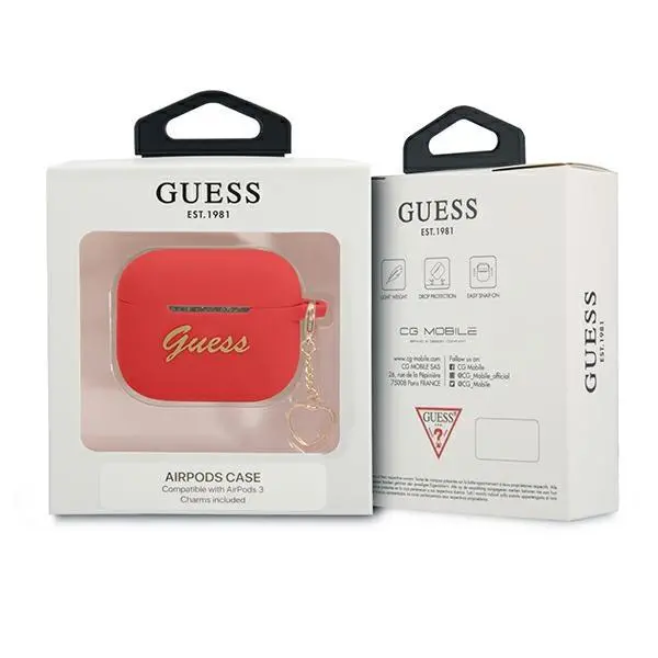 Etui na słuchawki Guess Silicone Charm Heart Collectiondo do AirPods 3 Czerwony