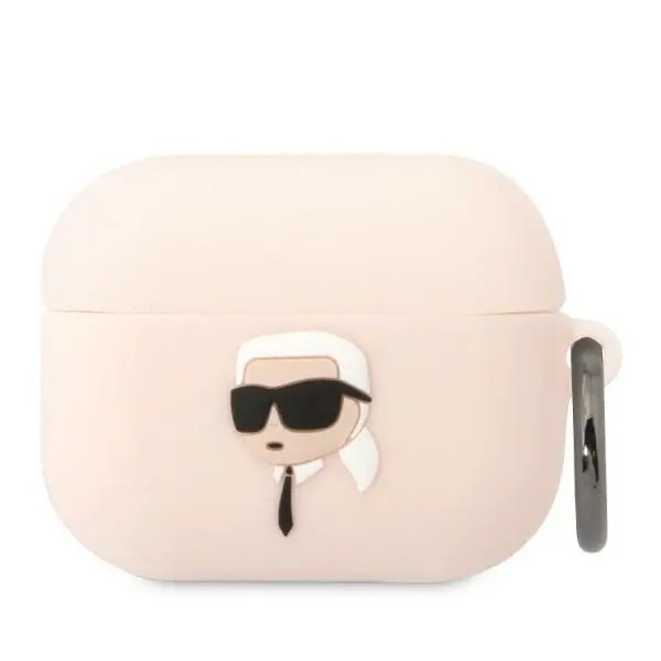 Etui na słuchawki Karl Lagerfeld Silicone Karl Head 3D KLAPRUNIKP do AirPods Pro Różowy
