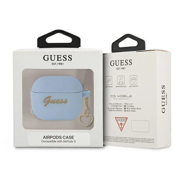 Etui na słuchawki Guess Silicone Charm Heart Collection do AirPods 3 Niebieski