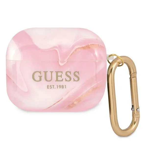 Etui na słuchawki Guess Marble Collection do AirPods 3 Różowy