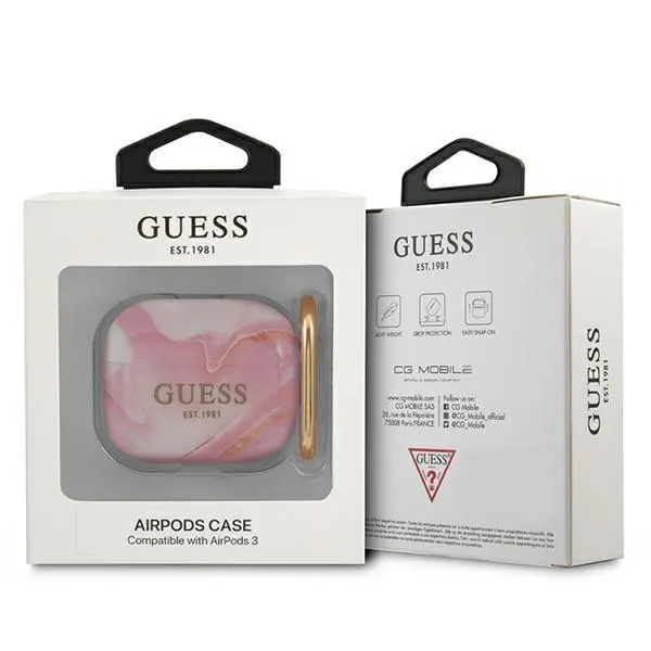 Etui na słuchawki Guess Marble Collection do AirPods 3 Różowy