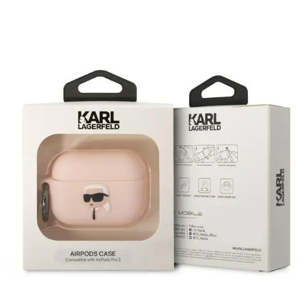 Etui na słuchawki Karl Lagerfeld Silicone Karl Head 3D KLAP2RUNIKP do AirPods Pro 2 Różowy