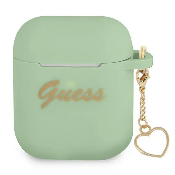 Etui na słuchawki Guess Silicone Charm Heart Collection do AirPods Zielony