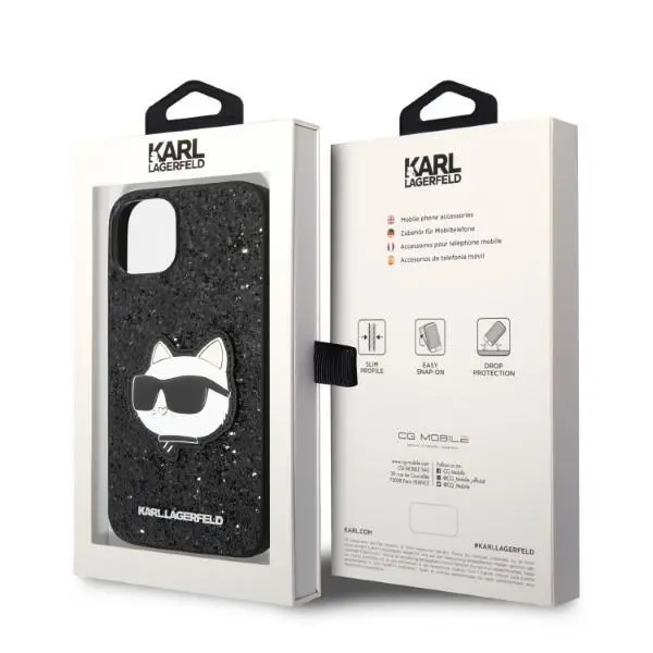 Etui Karl Lagerfeld Glitter Choupette Patch KLHCP14MG2CPK do iPhone 14 Plus