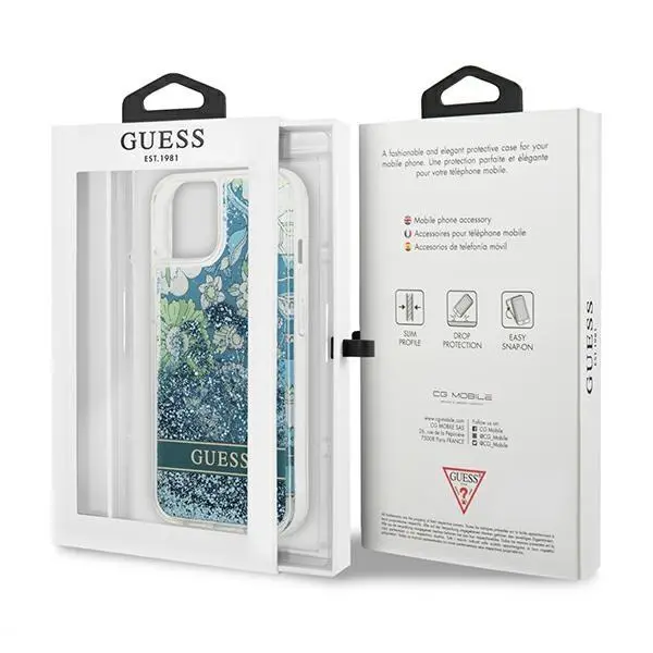 Etui Guess Flower Liquid Glitter GUHCP13SLFLSN do iPhone 13 mini