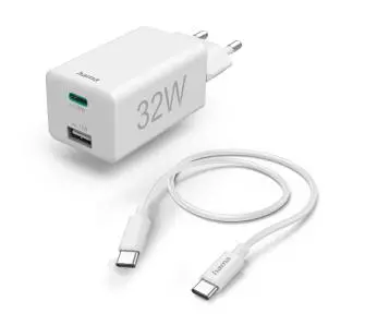 Ładowarka sieciowa Hama mini 32W PD/QC + kabel USB-C Biały