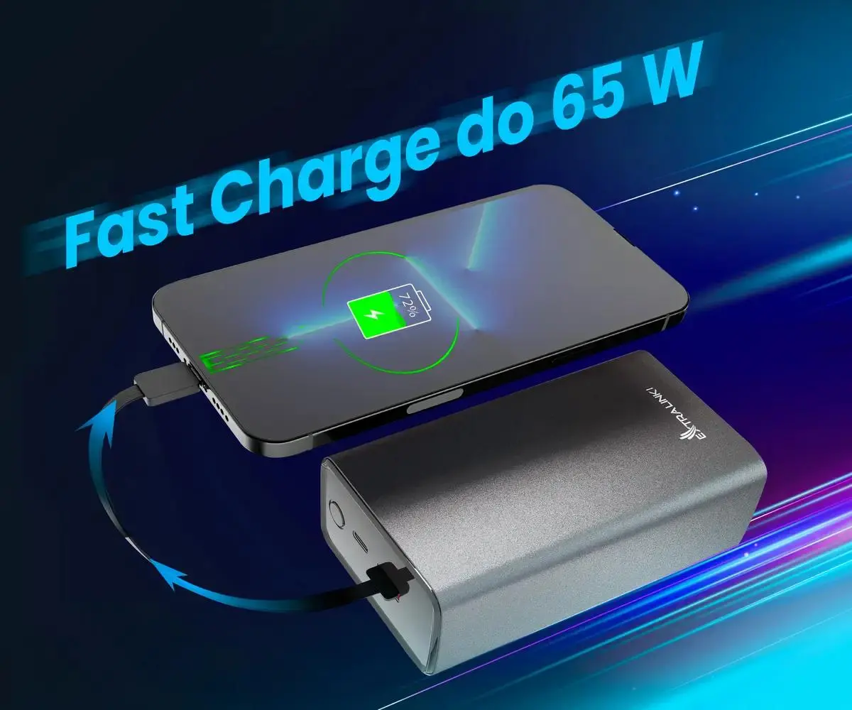 Powerbank Extralink EPB-127 30000mAh PD 65W Szary