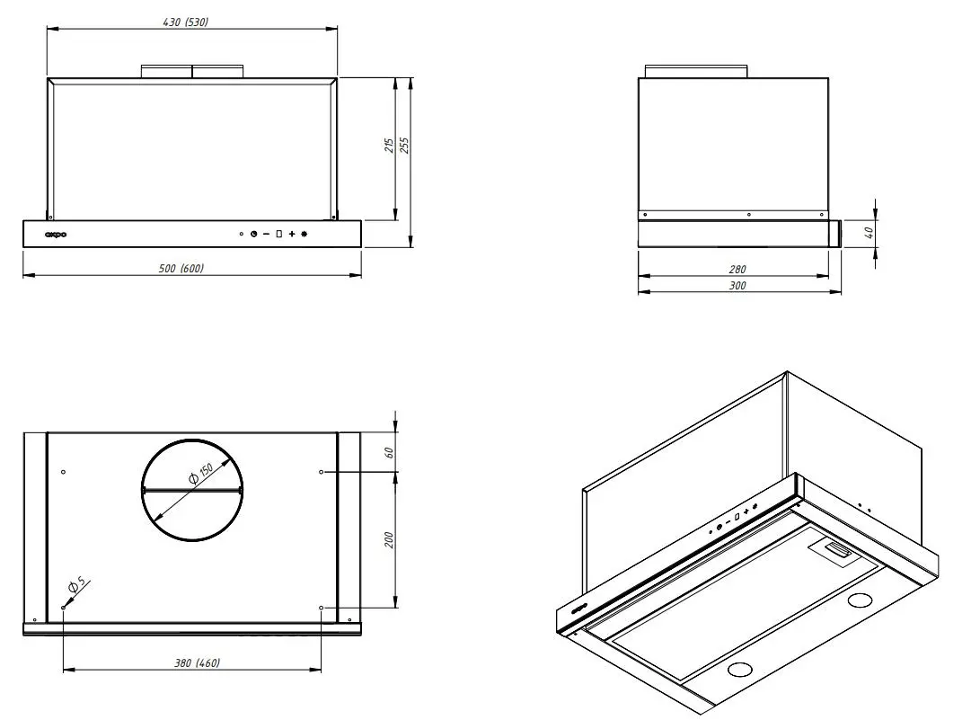 Okap Akpo WK-7 Light Glass Touch 60 Czarny