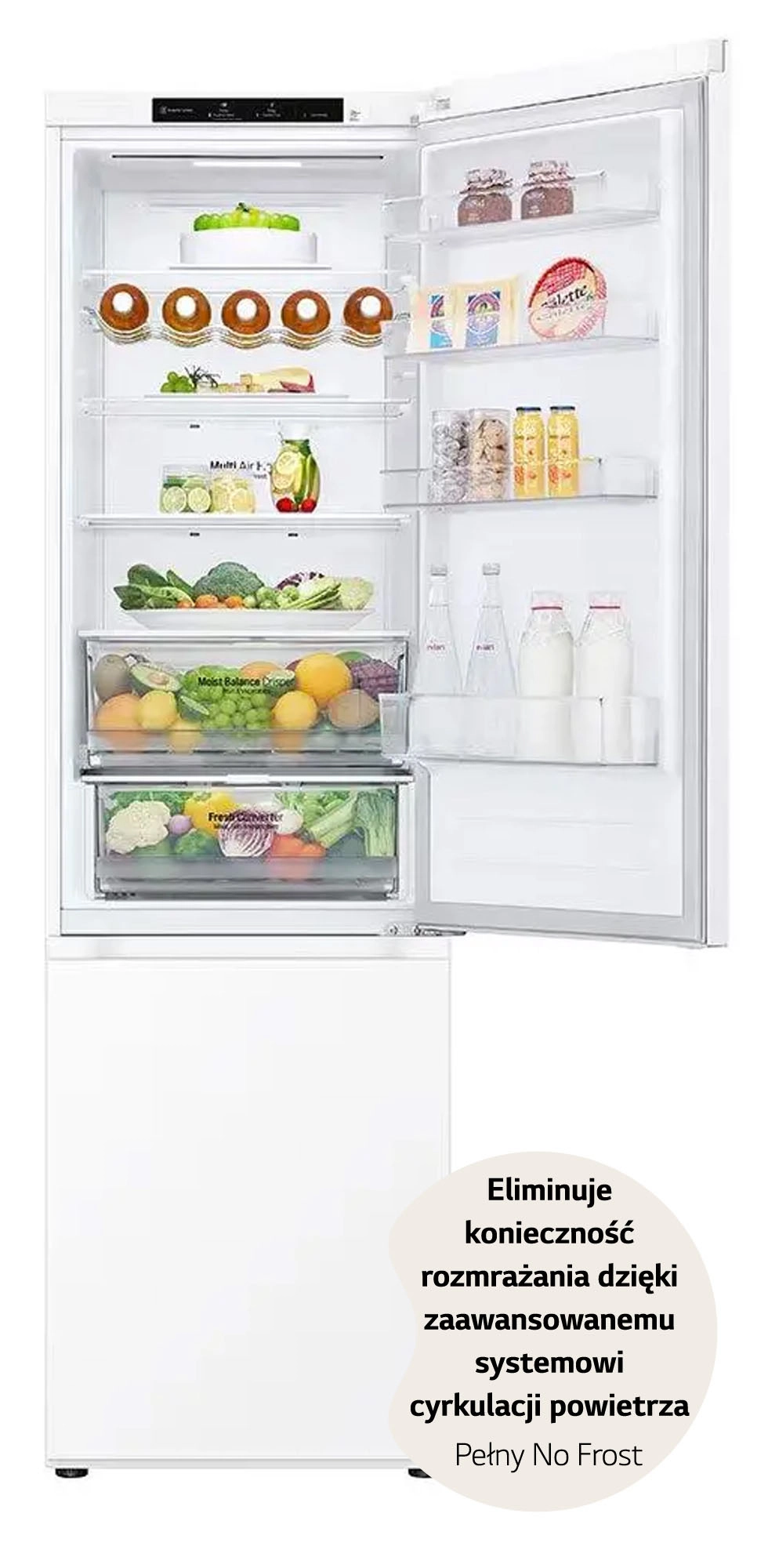 Lodówka LG GBV3200DSW Pełny No Frost 203cm Szuflada z kontrolą wilgotności Biały