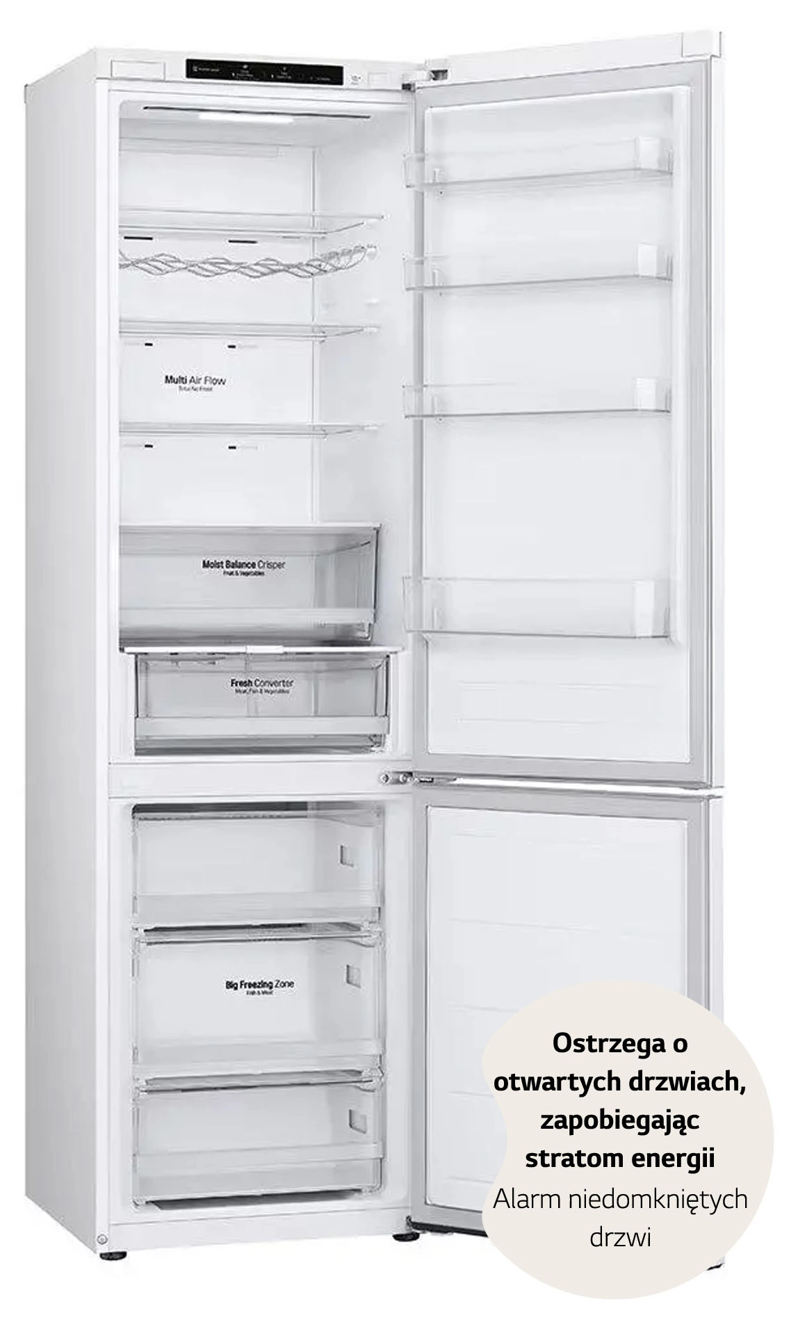 Lodówka LG GBV3200DSW Pełny No Frost 203cm Szuflada z kontrolą wilgotności Biały