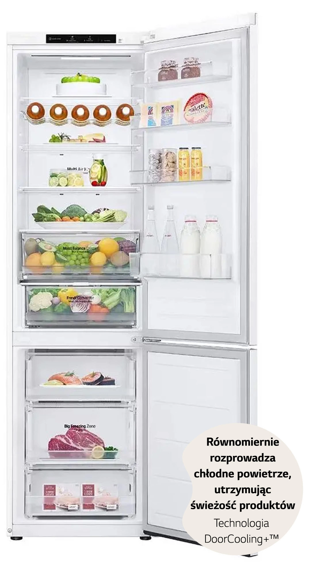 Lodówka LG GBV3200DSW Pełny No Frost 203cm Szuflada z kontrolą wilgotności Biały
