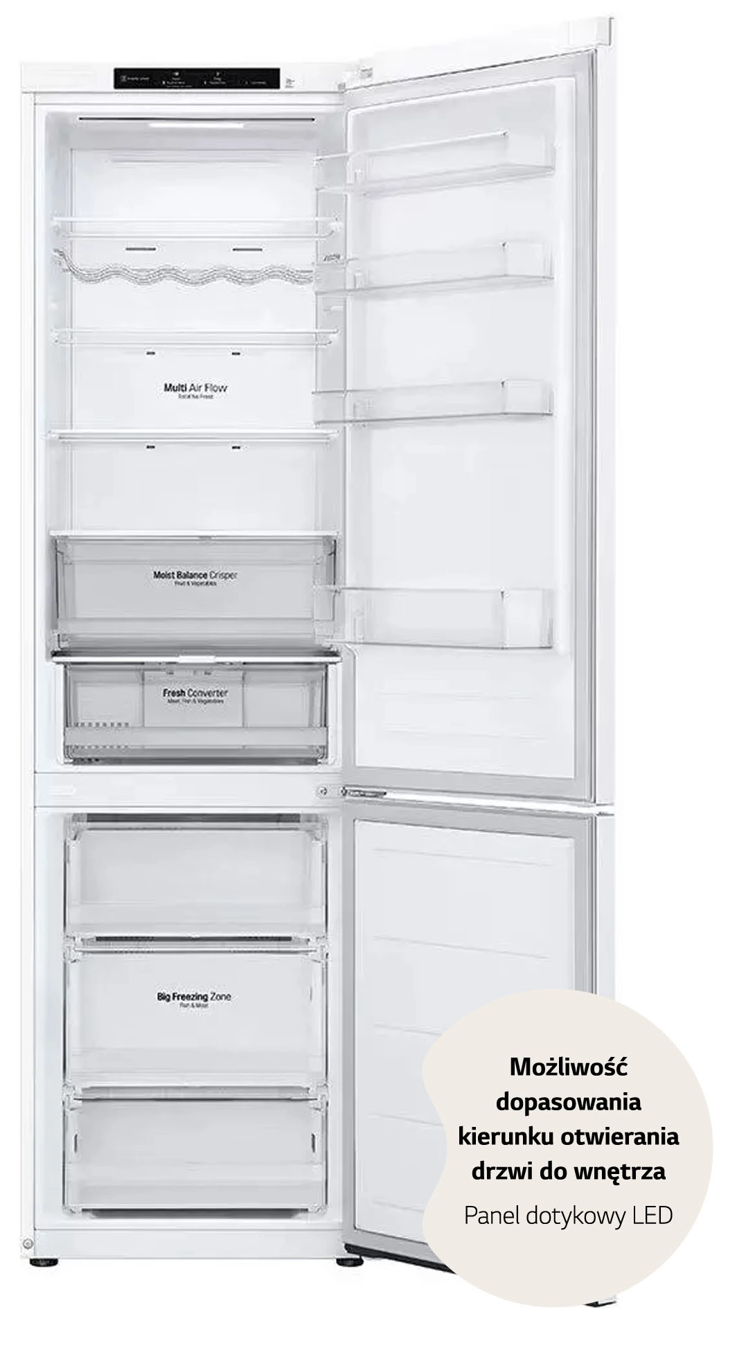 Lodówka LG GBV3200DSW Pełny No Frost 203cm Szuflada z kontrolą wilgotności Biały
