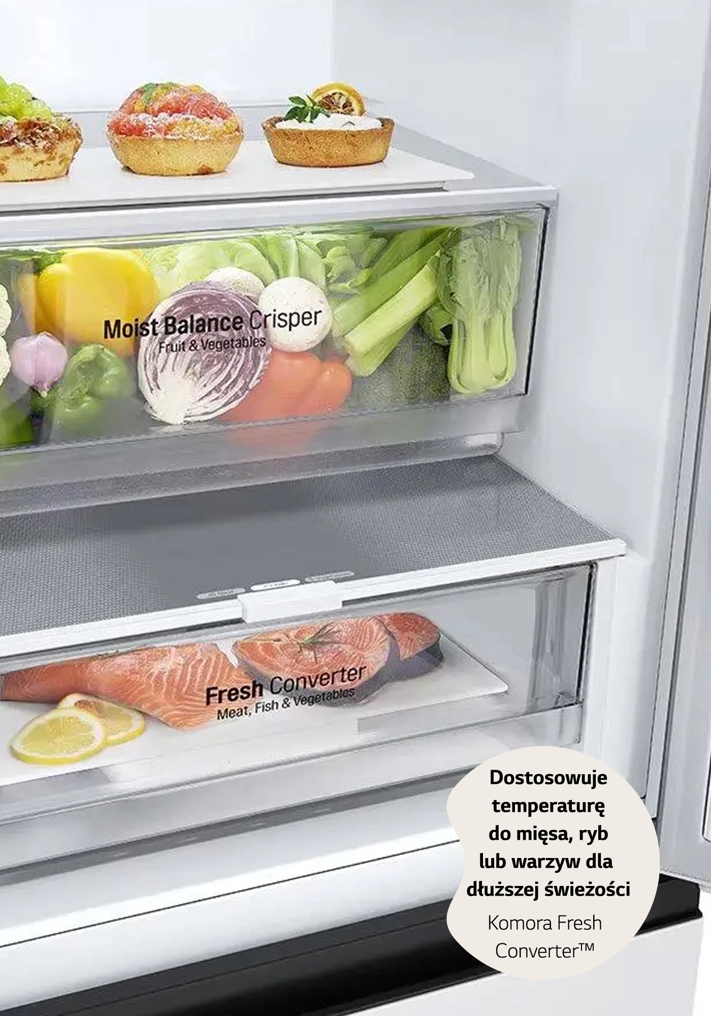 Lodówka LG GBV3200DSW Pełny No Frost 203cm Szuflada z kontrolą wilgotności Biały