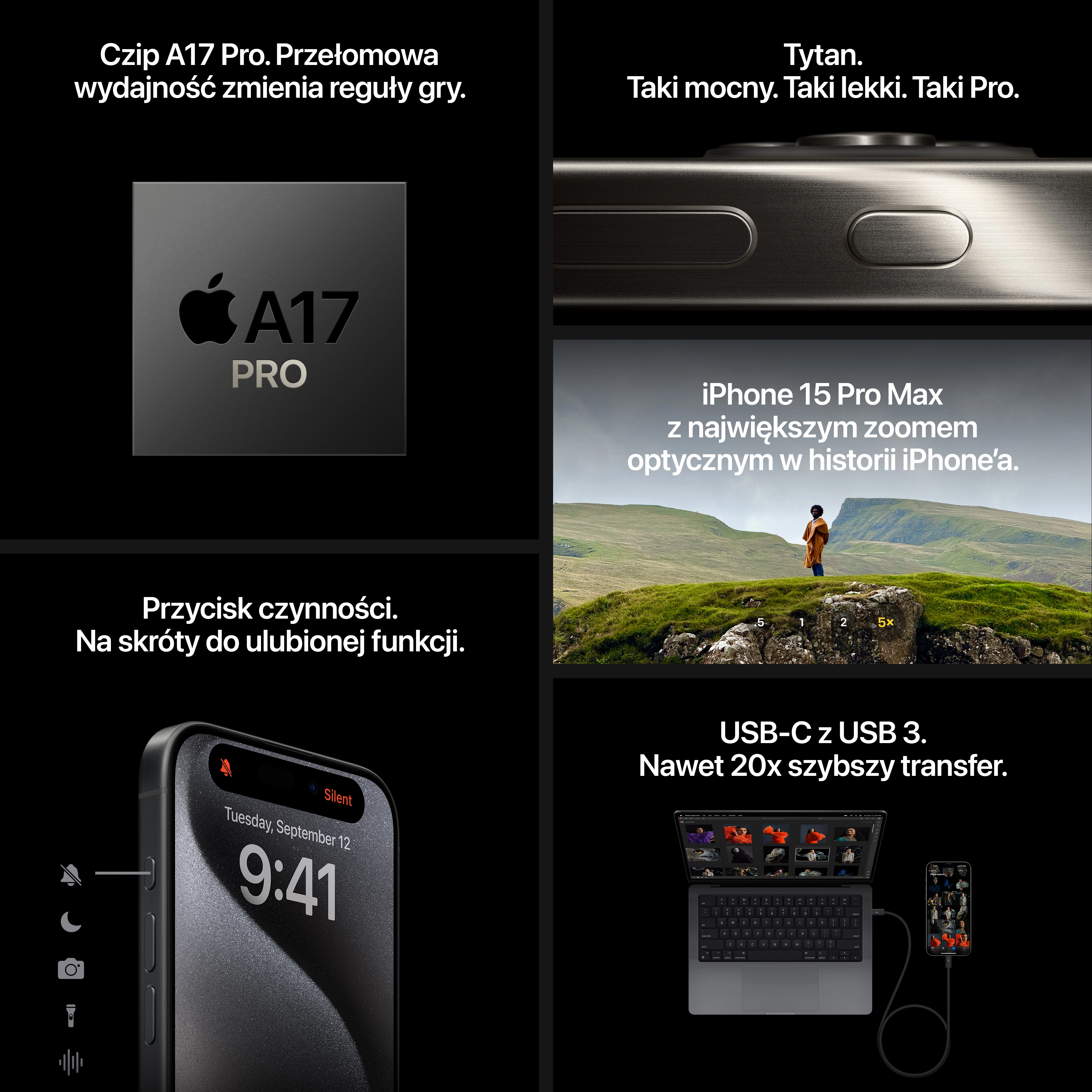 Apple iPhone 15 Pro Max 1TB 6,7" 48Mpix Tytan biały