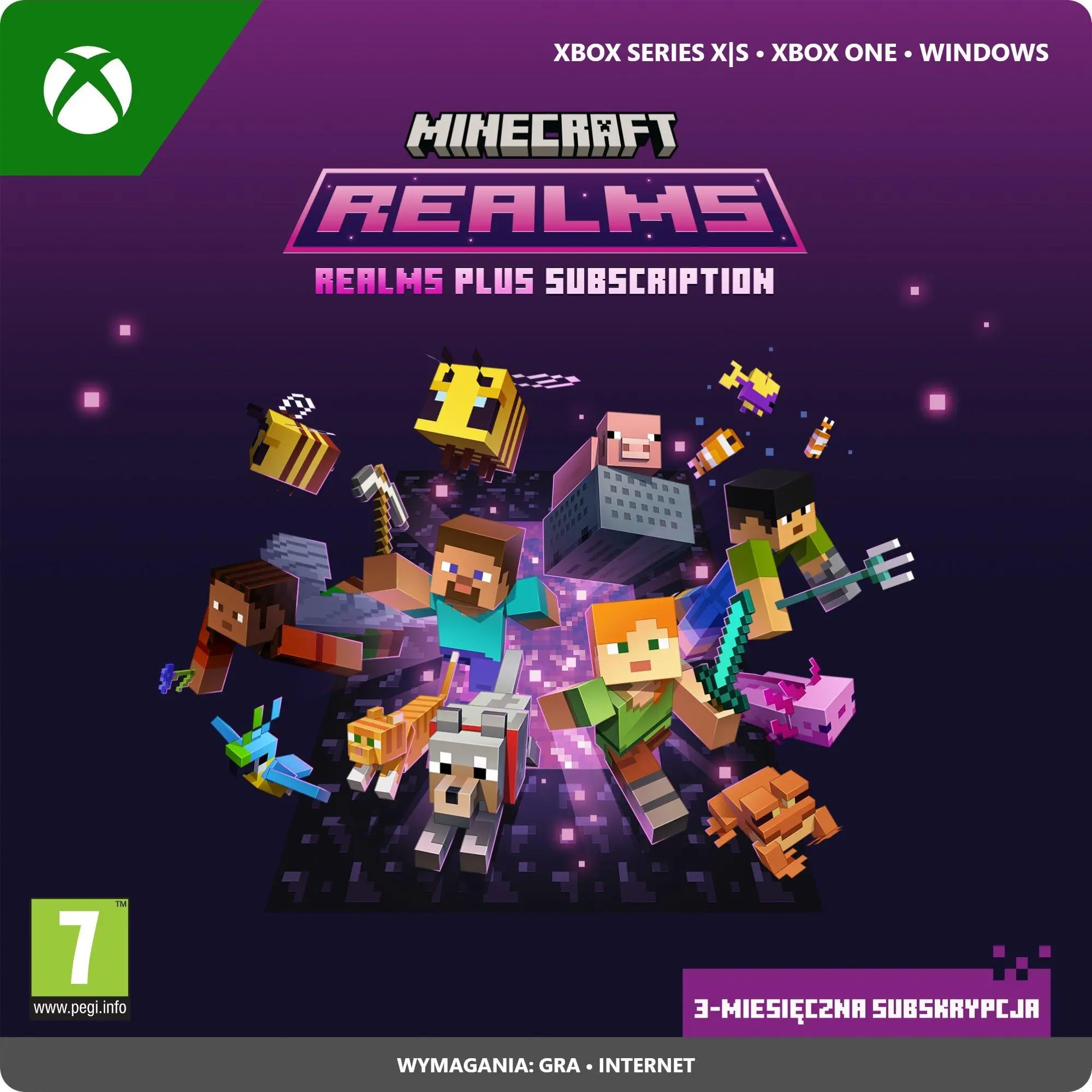 Minecraft Realms - 3 miesięczna subskrypcja [kod aktywacyjny] - PC, Xbox Series X/S / Xbox One