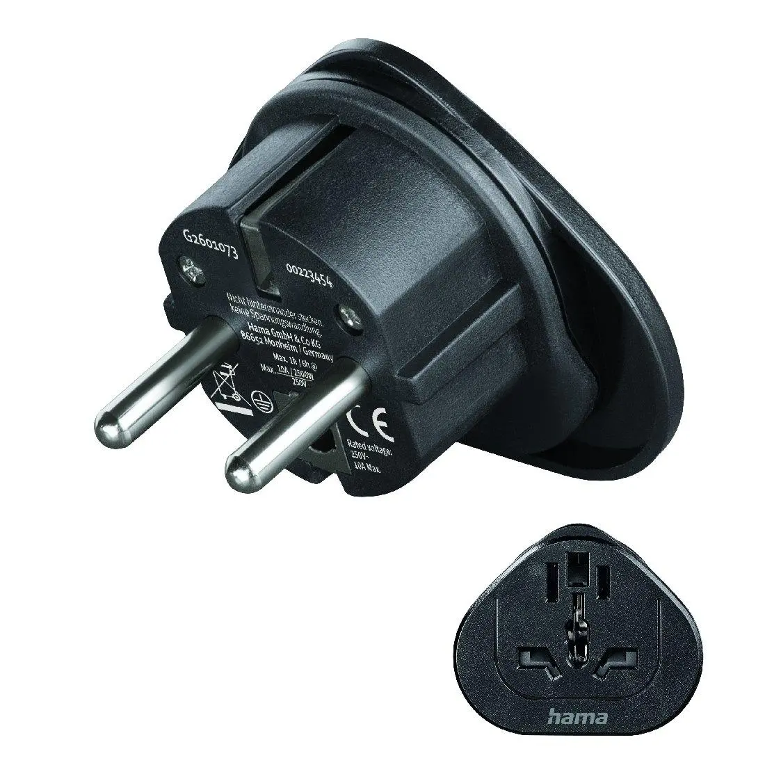 Adapter podróżny Hama 223454 Gniazdo uniwersalne - Wtyk EU Czarny
