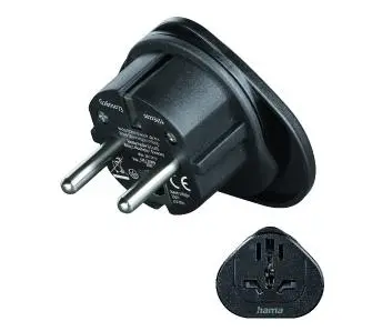 Adapter podróżny Hama 223454 Gniazdo uniwersalne - Wtyk EU Czarny