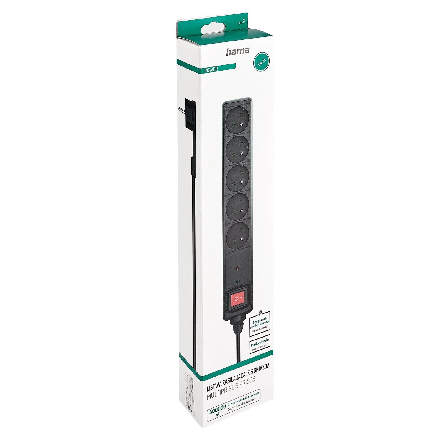 Listwa Hama P2223771 5 gniazd 1,5m Czarny