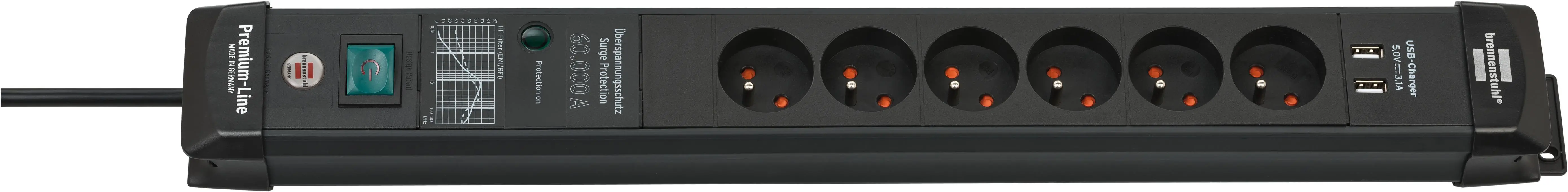 Listwa Brennenstuhl Premium-Line 1951164603 6 gniazd 3m Czarny