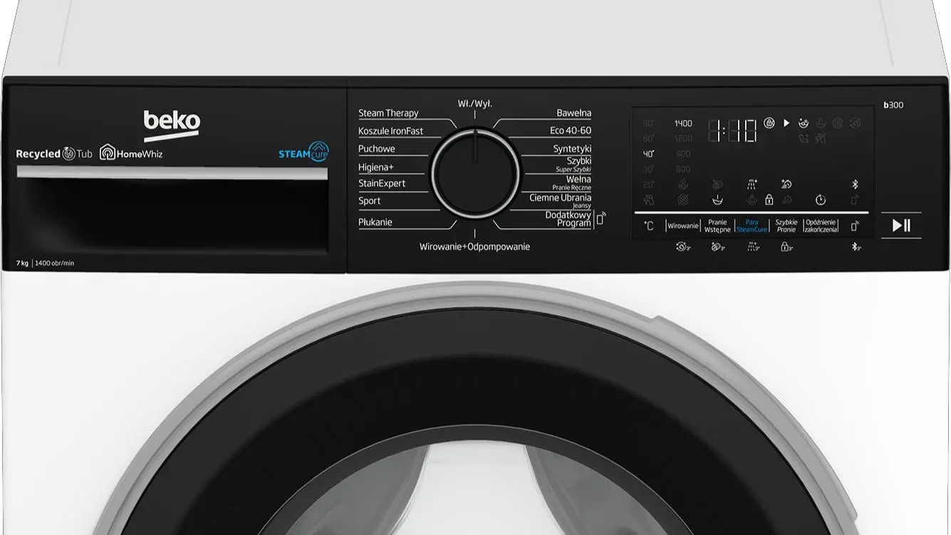 Pralka Beko b300 B3WFU57415WBPB SteamCure Slim 7kg 1400obr/min Zdalne sterowanie