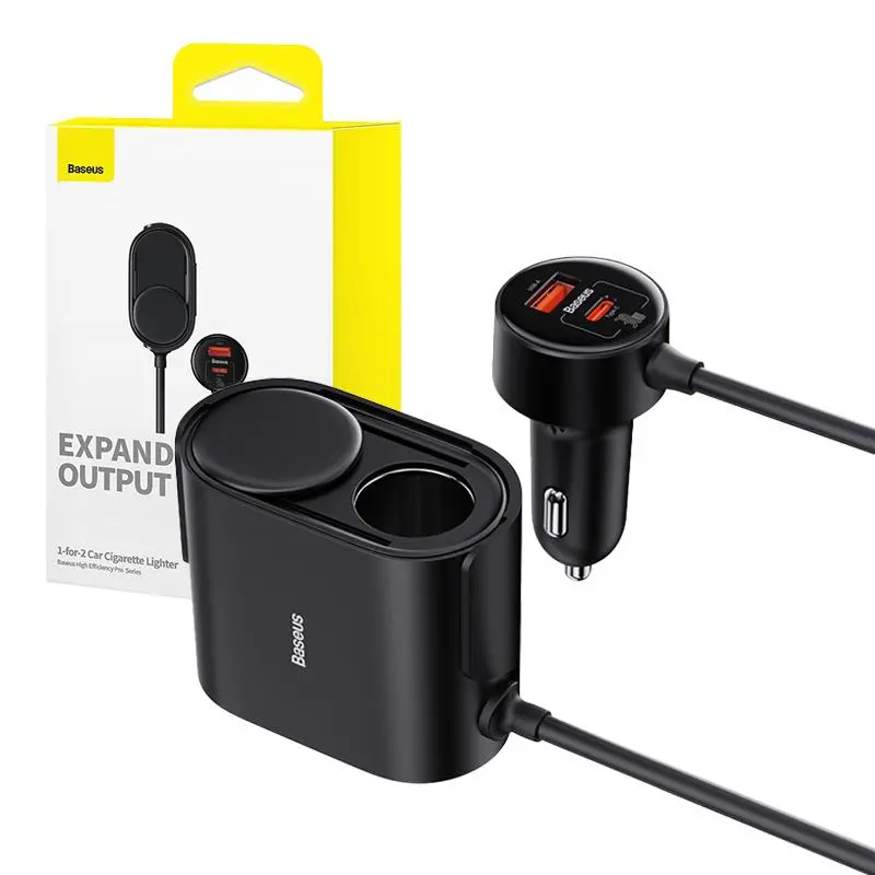 Rozdzielacz gniazda zapalniczki Baseus C00455300121-00 + ładowarka samochodowa 30W