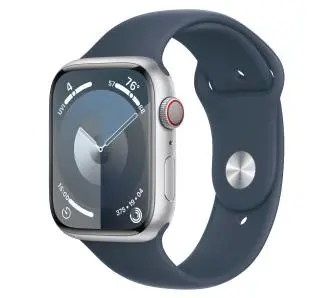 Smartwatch Apple Watch Series 9 GPS + Cellular koperta 45mm z aluminium Srebrny pasek sportowy Sztormowy błękit S/M