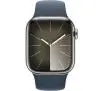 Smartwatch Apple Watch Series 9 GPS + Cellular koperta 41mm ze stali nierdzewnej Srebrny pasek sportowy Niebieski S/M