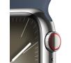 Smartwatch Apple Watch Series 9 GPS + Cellular koperta 41mm ze stali nierdzewnej Srebrny pasek sportowy Niebieski S/M
