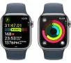 Smartwatch Apple Watch Series 9 GPS + Cellular koperta 41mm ze stali nierdzewnej Srebrny pasek sportowy Niebieski S/M