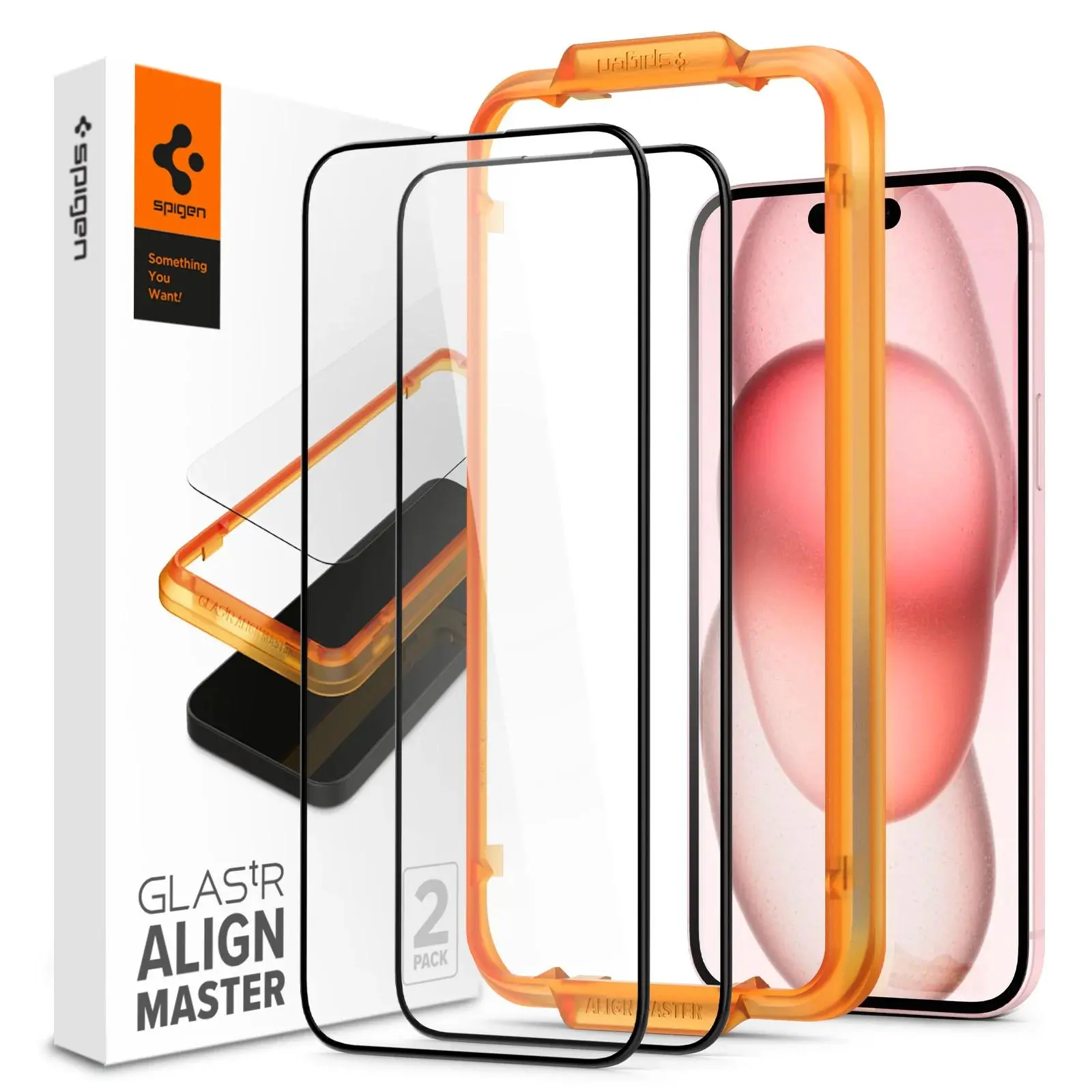 Szkło hartowane Spigen z aplikatorem Glas.tR AlignMaster FC do iPhone 15 - 2 pack