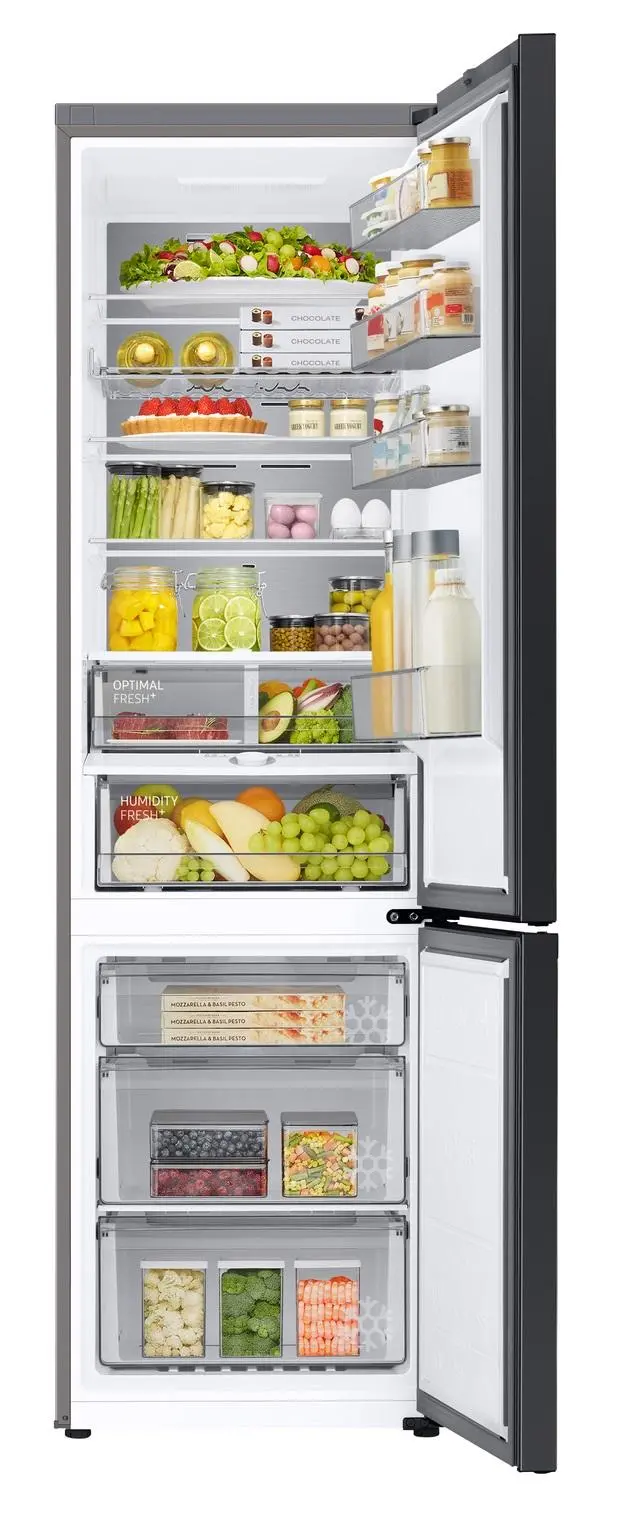 Lodówka Samsung Bespoke RB38C7B5DB1 Pełny No Frost 203cm Szuflada z kontrolą wilgotności Zdalne sterowanie Grafitowa Stal