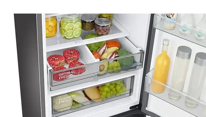 Lodówka Samsung Bespoke RB38C7B5DB1 Pełny No Frost 203cm Szuflada z kontrolą wilgotności Zdalne sterowanie Grafitowa Stal
