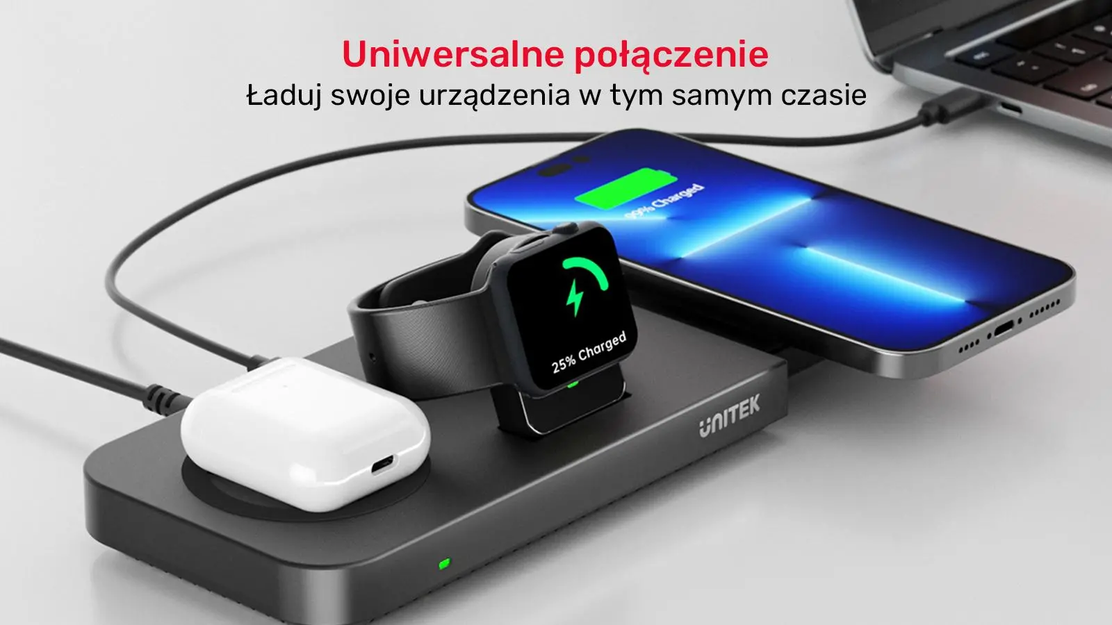 Ładowarka indukcyjna Unitek P1222B 48W USB-A USB-C