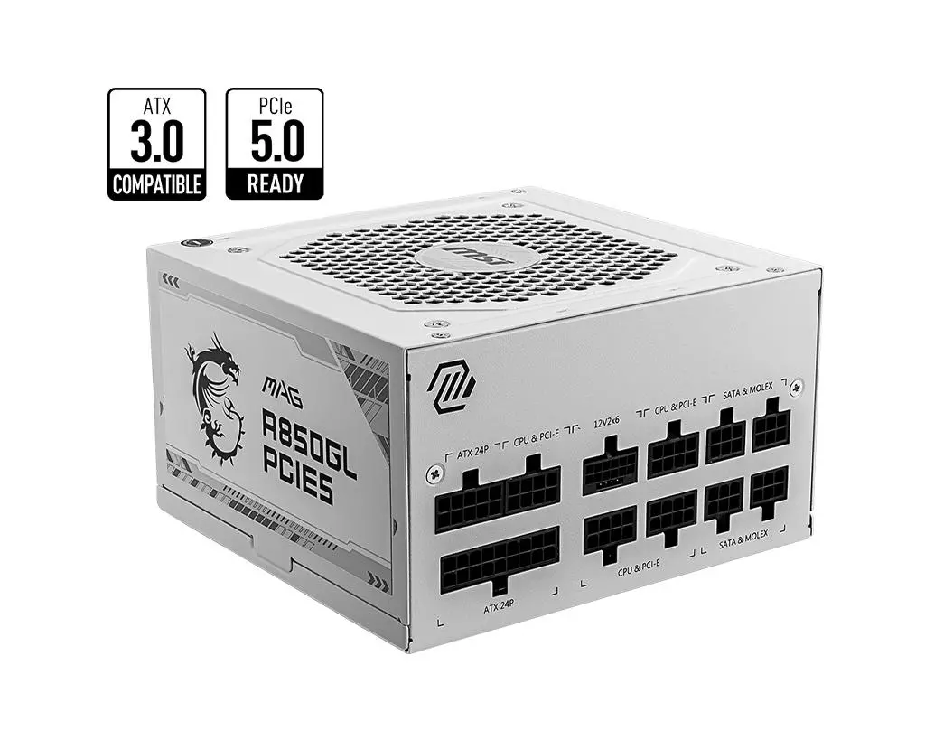 Zasilacz MSI MAG A850GL PCIE5 850W 80+ Gold Biały