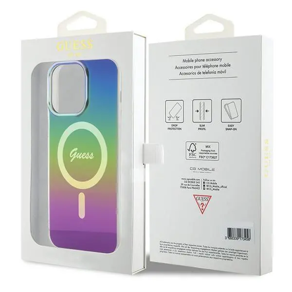 Etui Guess IML Iridescent MagSafe GUHMP15LHITSK do iPhone 15 Pro Różowy