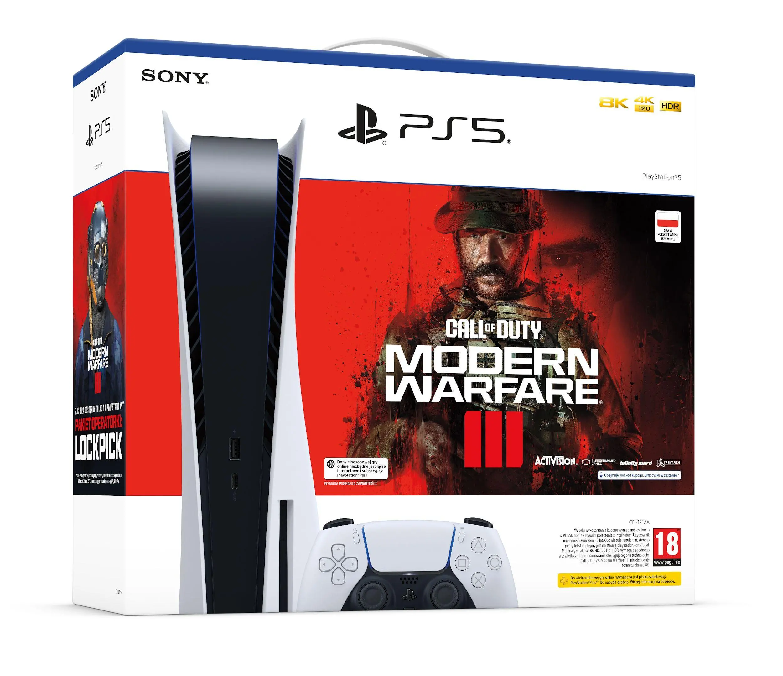 Konsola Sony PlayStation 5 (PS5) z napędem + Dodatkowy Pad Szary kamuflaż + Call of Duty Modern Warfare III