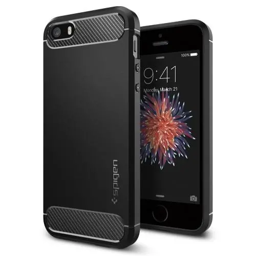 Etui Spigen Rugged Armor 041CS20167 do iPhone SE/5S/5 Czarny
