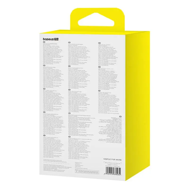 Ładowarka sieciowa Baseus GaN5 2x USB-C + USB 65W + kabel 1m Biały